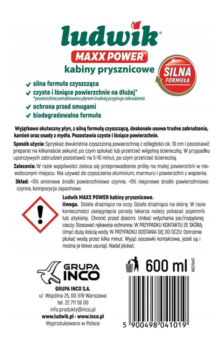 Płyn do Mycia Kabin Prysznicowych Extra Mocny Spray
