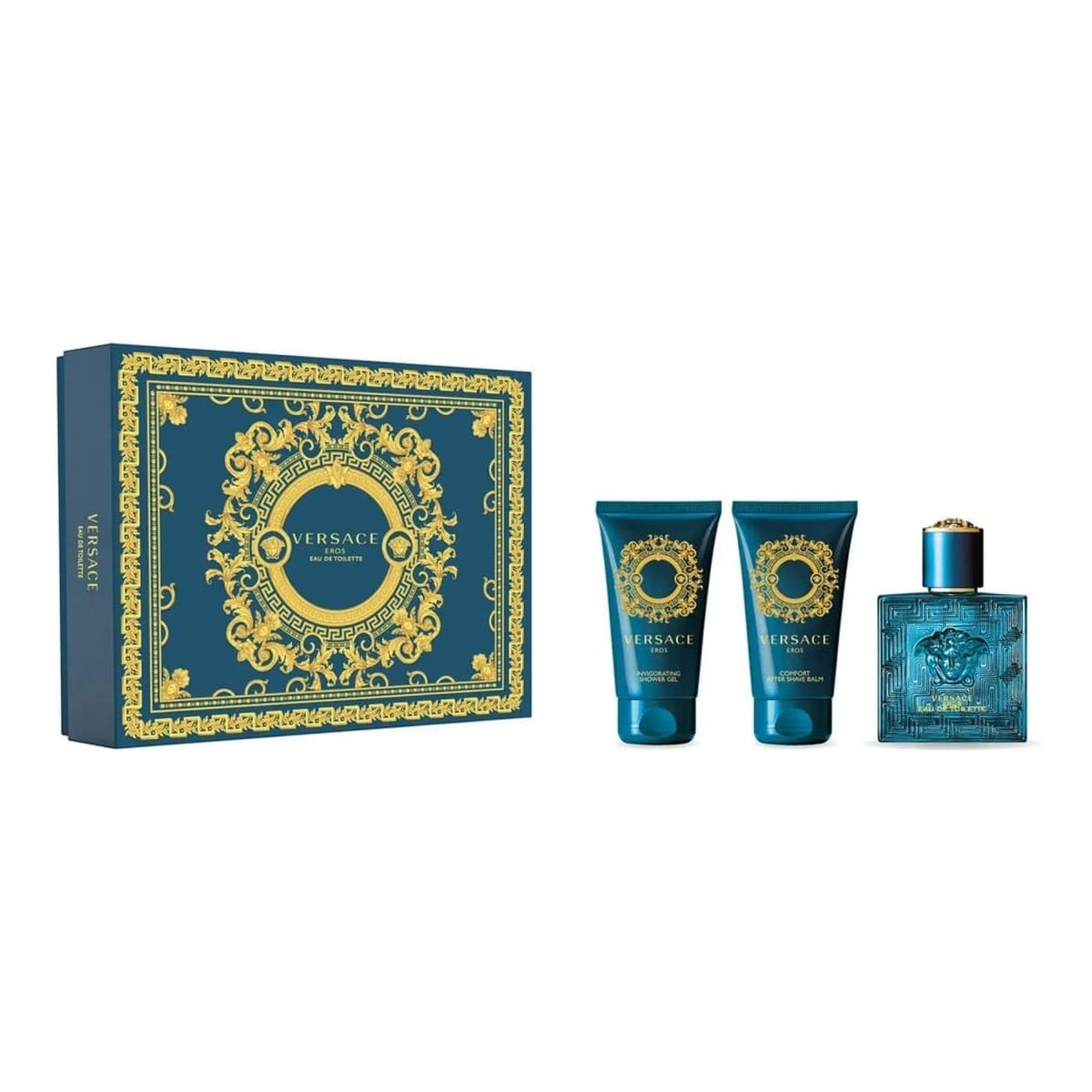 Versace Eros Zestaw woda toaletowa spray 50ml + żel pod prysznic 50ml + balsam po goleniu 50ml