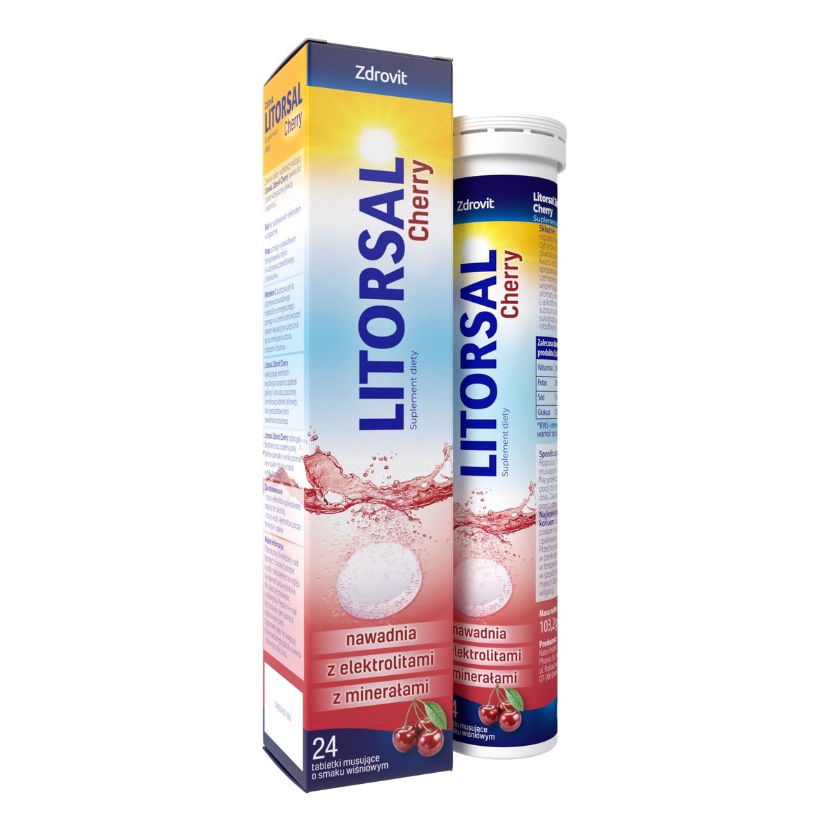 Zdrovit Litorsal cherry 24 tabletki musujące-smak wiśniowy