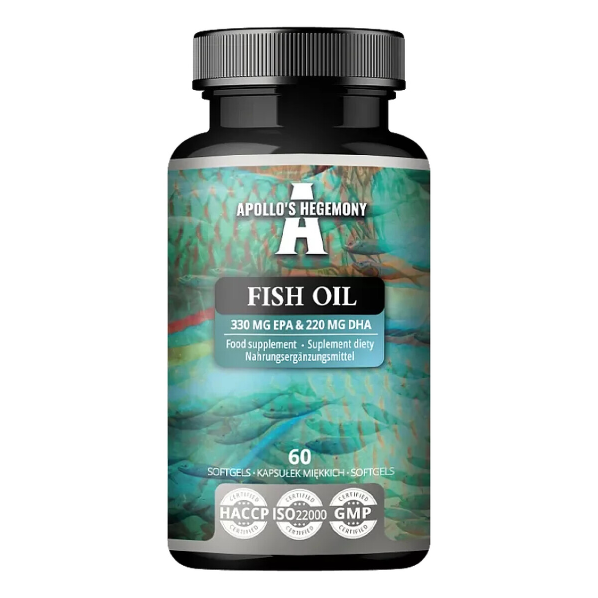 Apollo's Hegemony Fish Oil omega-3 EPA DHA olej rybi suplement diety 60 kapsułek 1000mg
