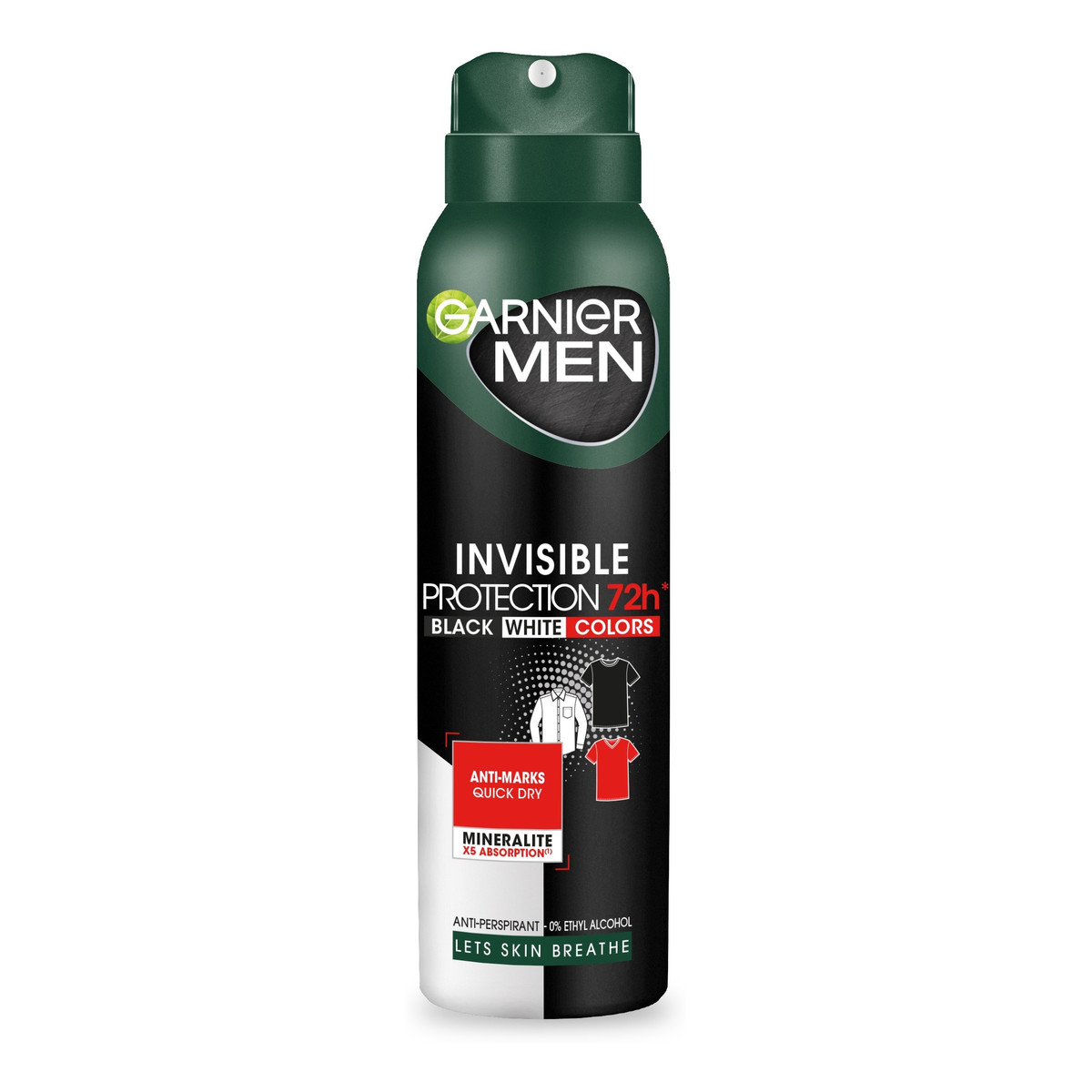Garnier Men Dezodorant spray Invisible Protection 72h Black White Colors 150ml