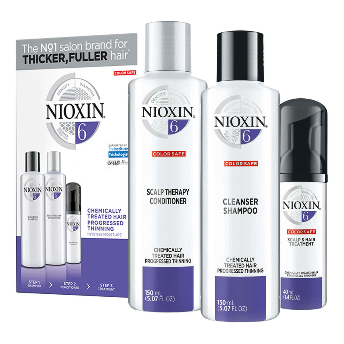 Nioxin System 6 Zestaw szampon do włosów 150ml + odżywka do włosów 150ml + kuracja do włosów 40ml