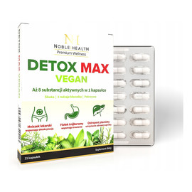 Detox max vegan suplement diety wspomagający proces detoksykacji organizmu i prawidłowe funkcjonowanie układu trawiennego 21 kapsułek