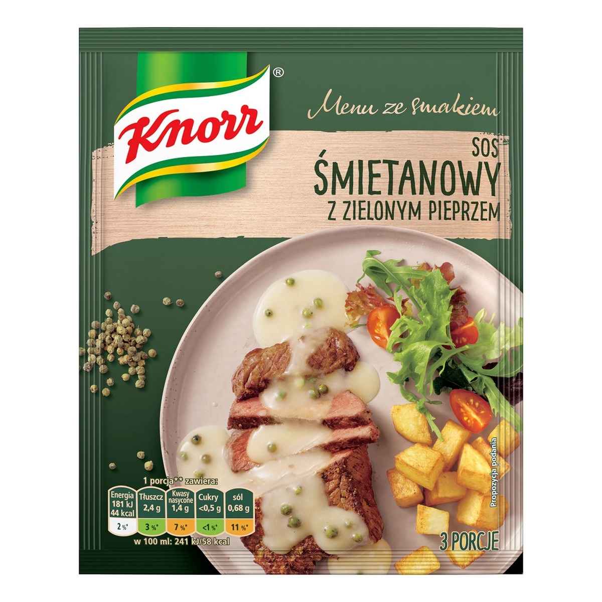 Knorr Menu Ze Smakiem sos śmietanowy z zielonym pieprzem 30g