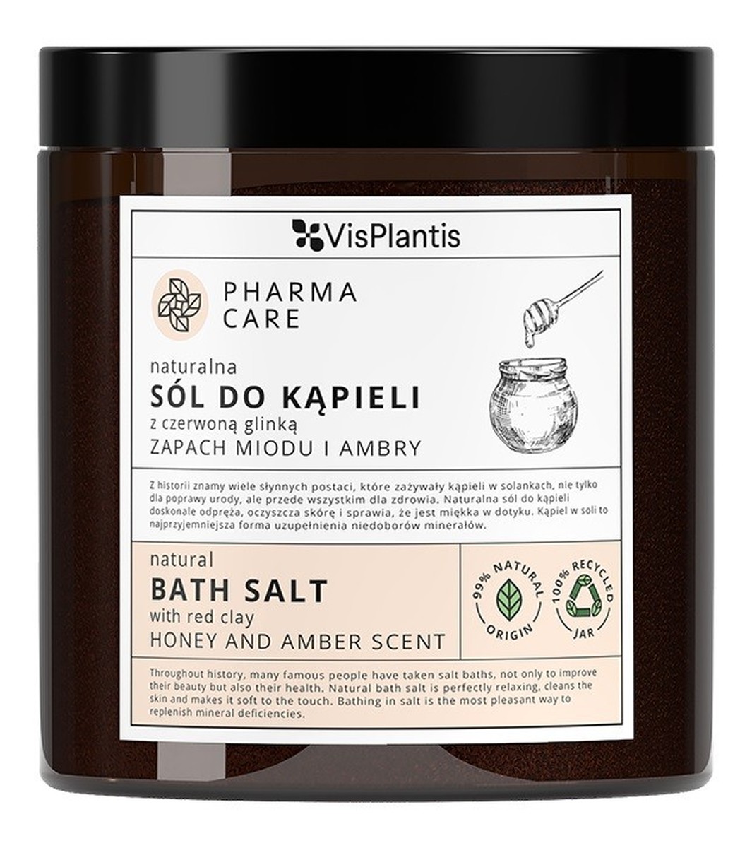 Naturalna sól do kąpieli z czerwoną glinką - zapach Miodu i Ambry