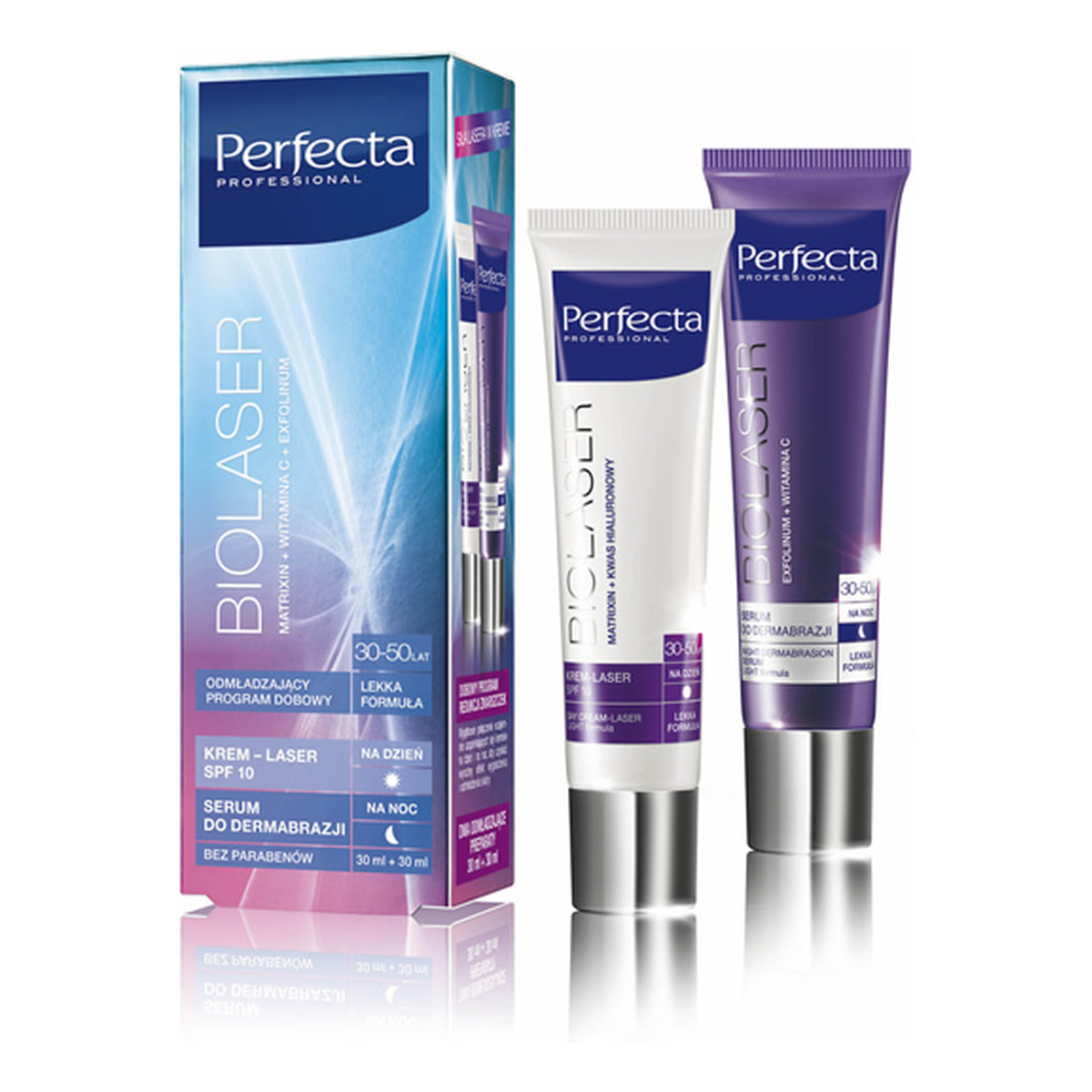 Perfecta Professional Biolaser Krem-Laser SPF 10 Na Dzień + Serum Do Dermabrazji Na Noc Lekka Formuła 60ml