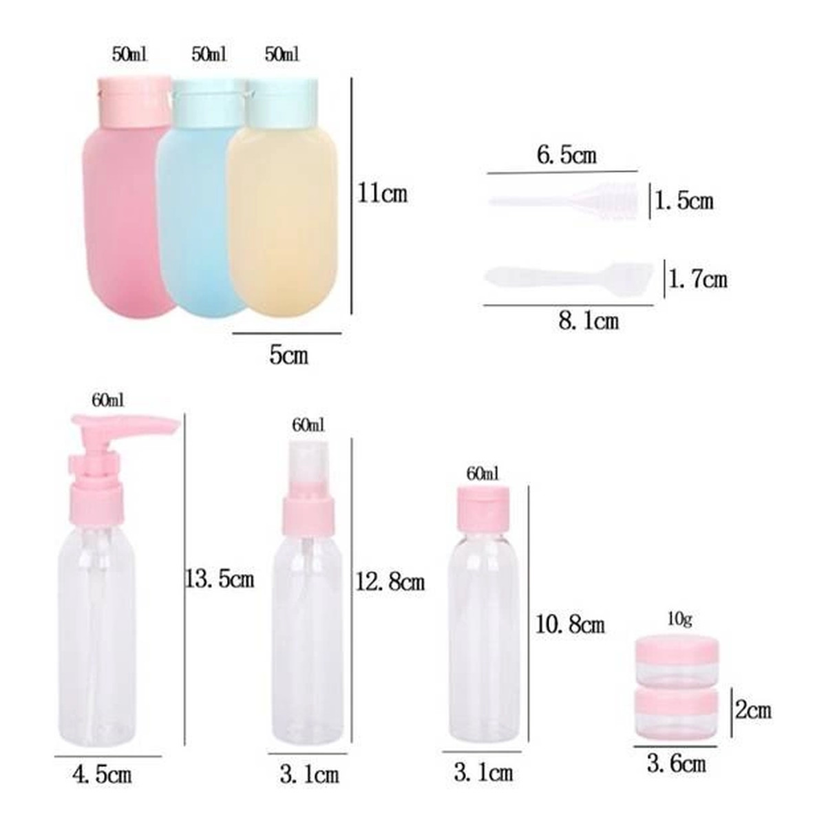 Ecarla Zestaw pojemniczków podróżnych na kosmetyki 10szt