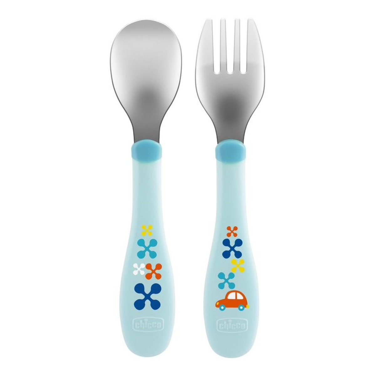 Chicco Metal cutlery sztućce metalowe 18m+ niebieskie