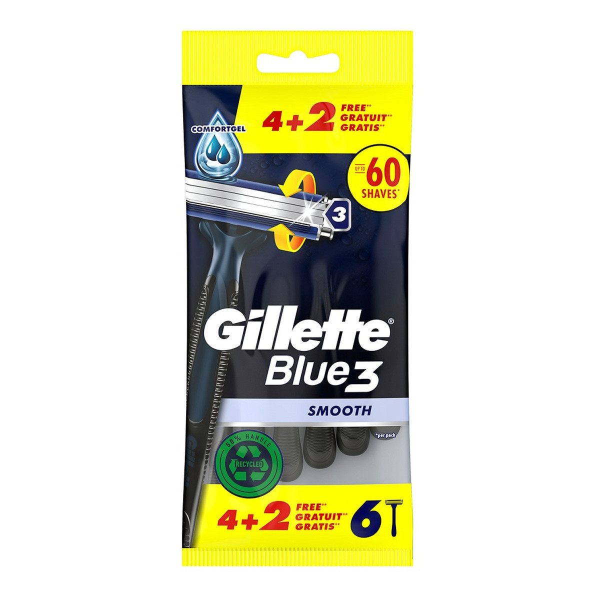 Gillette Blue 3 smooth jednorazowe maszynki do golenia dla mężczyzn 6szt