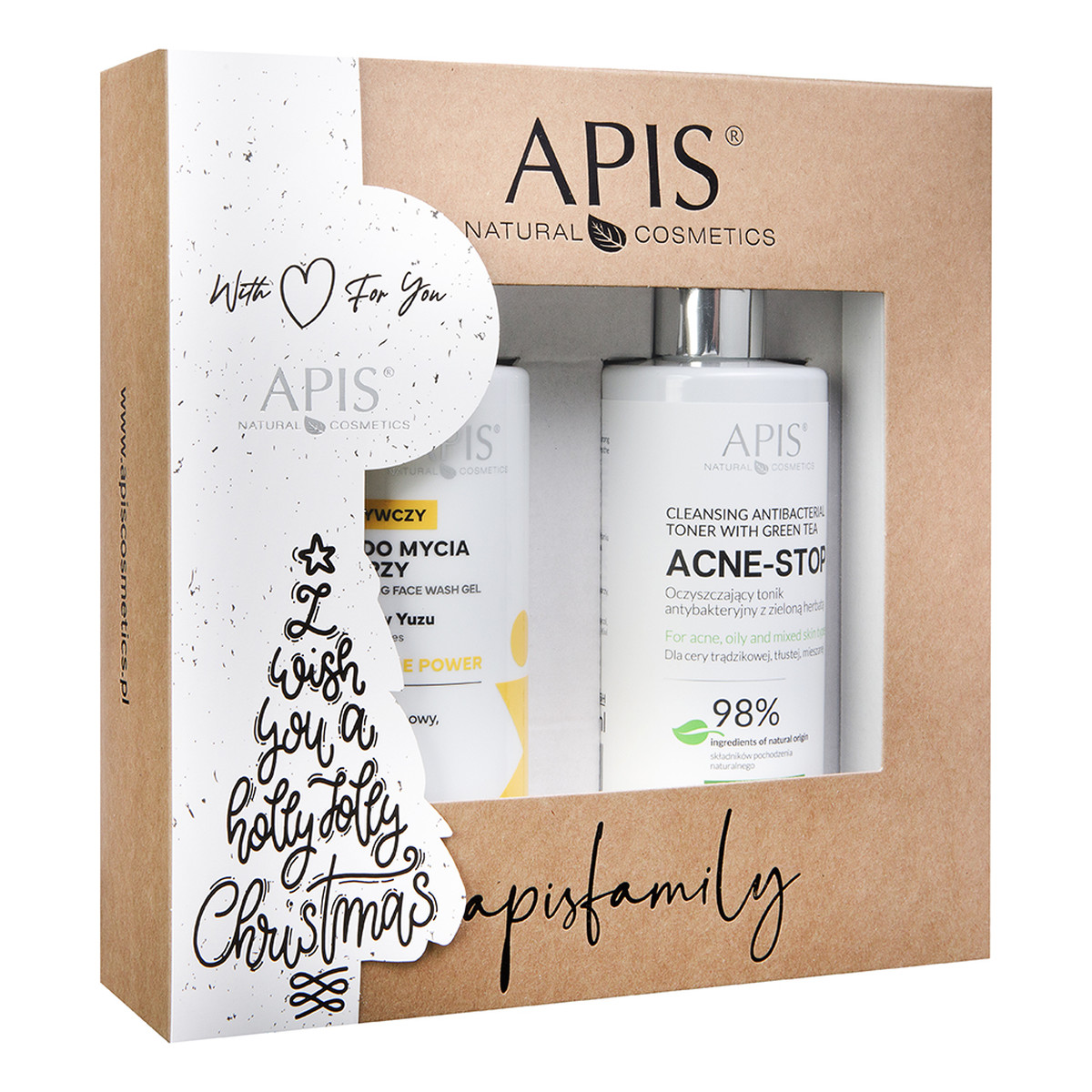 Apis Ceramide Power Zestaw świąteczny Odżywczy żel do mycia twarzy 300ml + Acne-Stop Oczyszczający tonik z Zieloną Herbatą 300ml