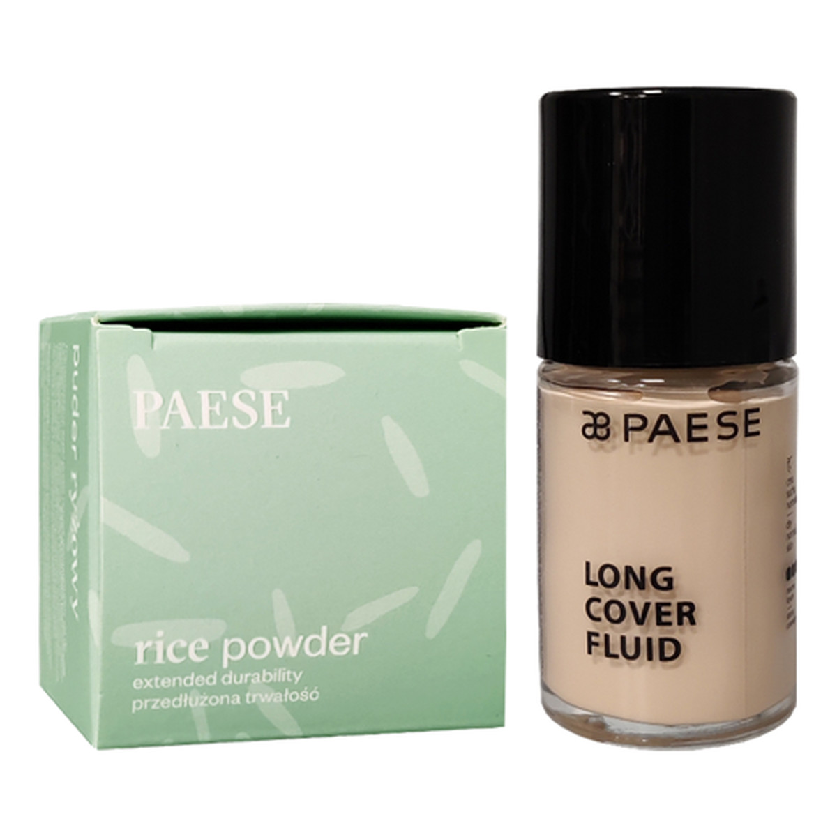 Paese Zestaw Long Cover Fluid Sand 0.25 + puder sypki ryżowy 10g