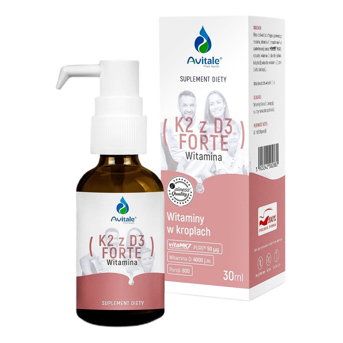Avitale Witamina k2 z d3 forte suplement diety w kroplach 30ml