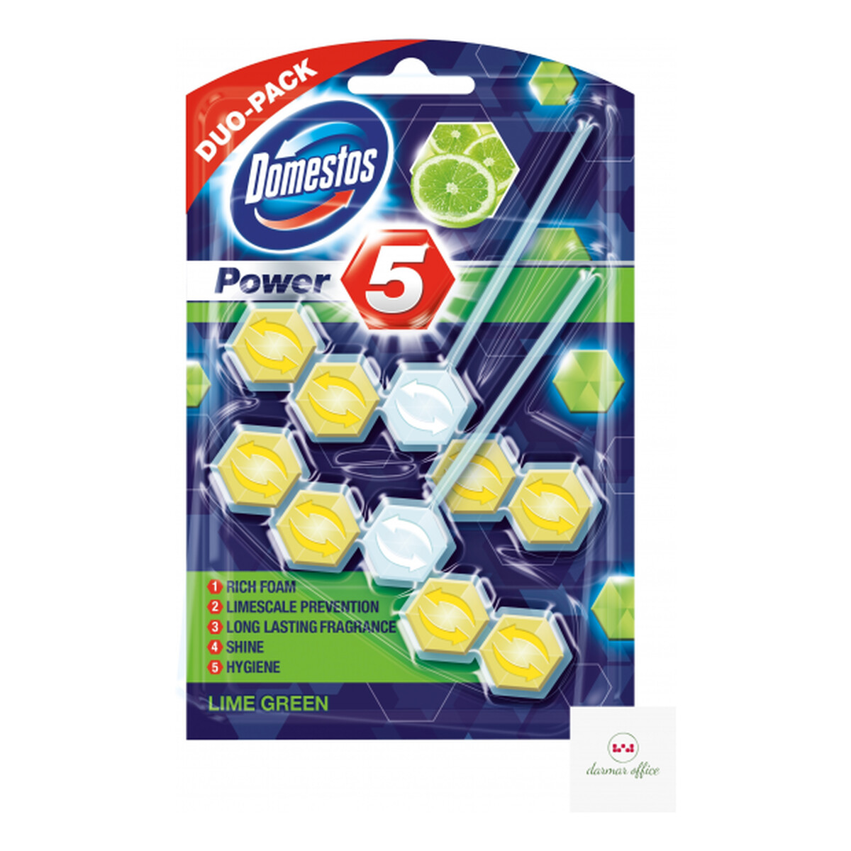 Domestos Power 5 Kostka WC Duo Zawieszka Lime