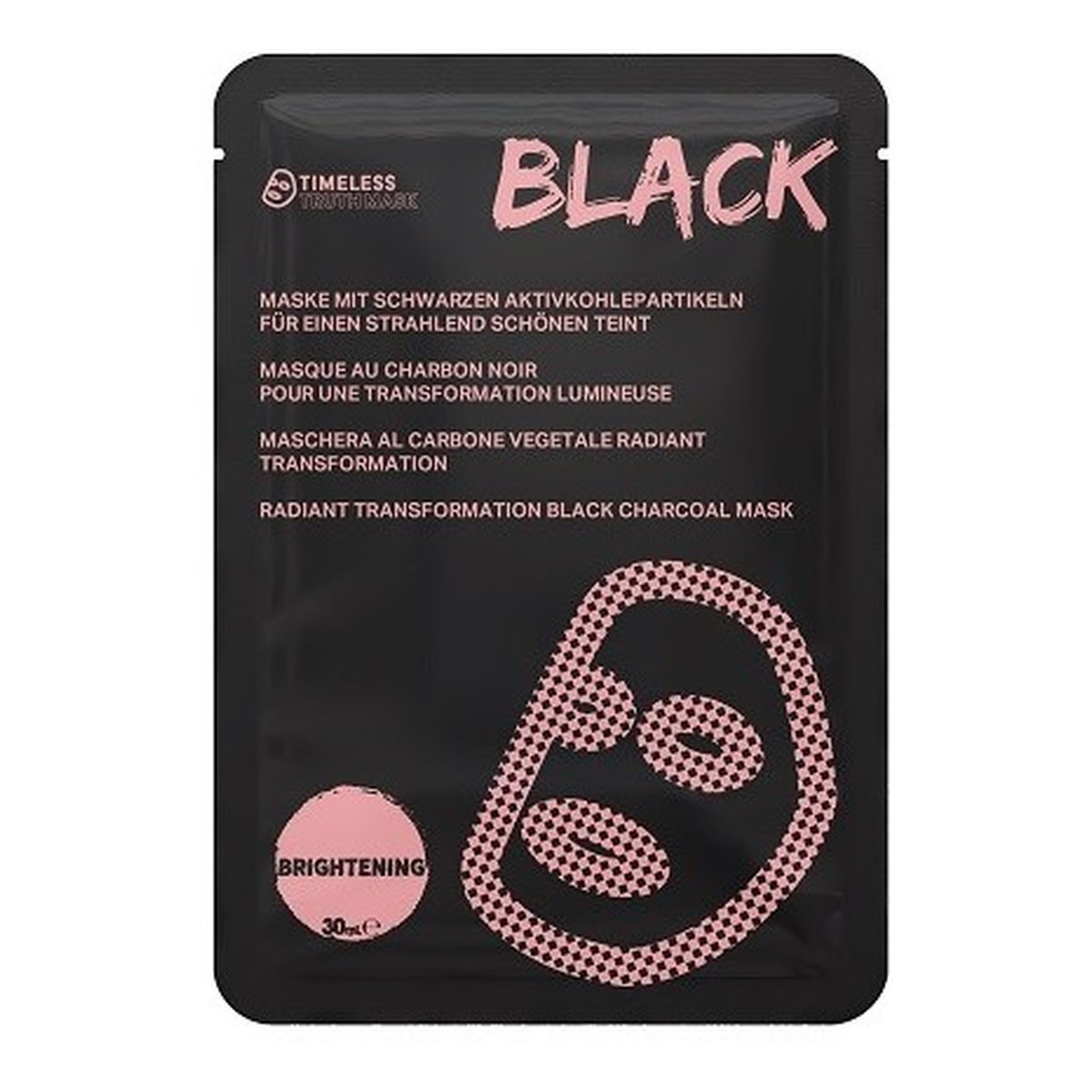 Timeless Truth Mask Radiant Transformation Black Charcoal rozświetlająco-nawilżająca maseczka w płachcie węglowa 30ml
