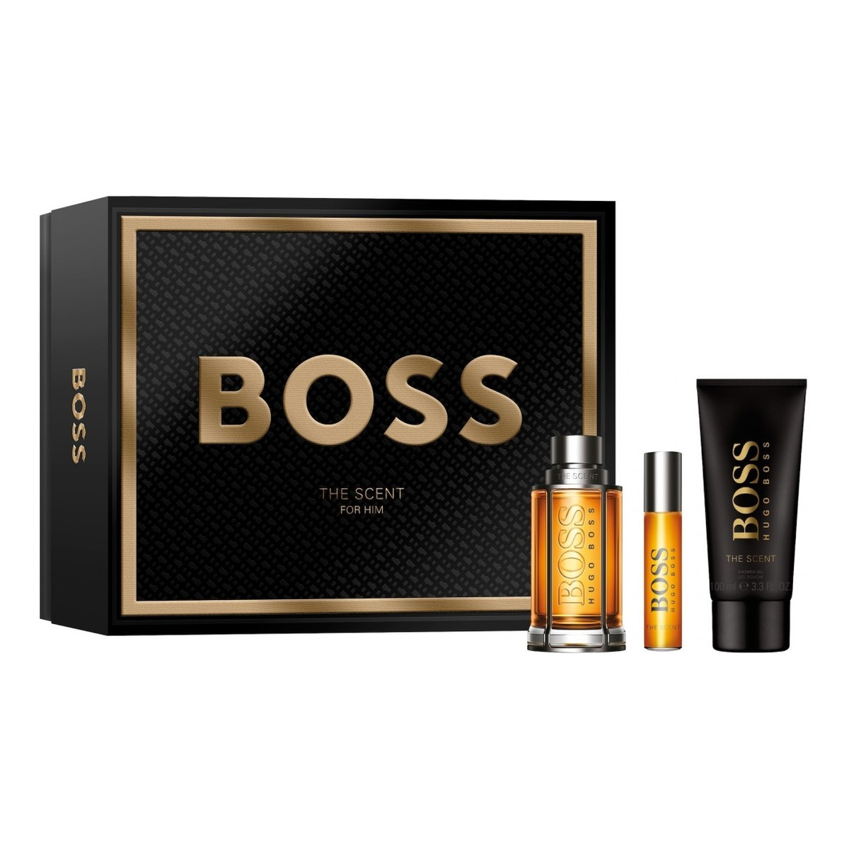 Hugo Boss Boss The Scent For Man Zestaw woda toaletowa spray 100ml + woda toaletowa spray 10ml + żel pod prysznic 100ml