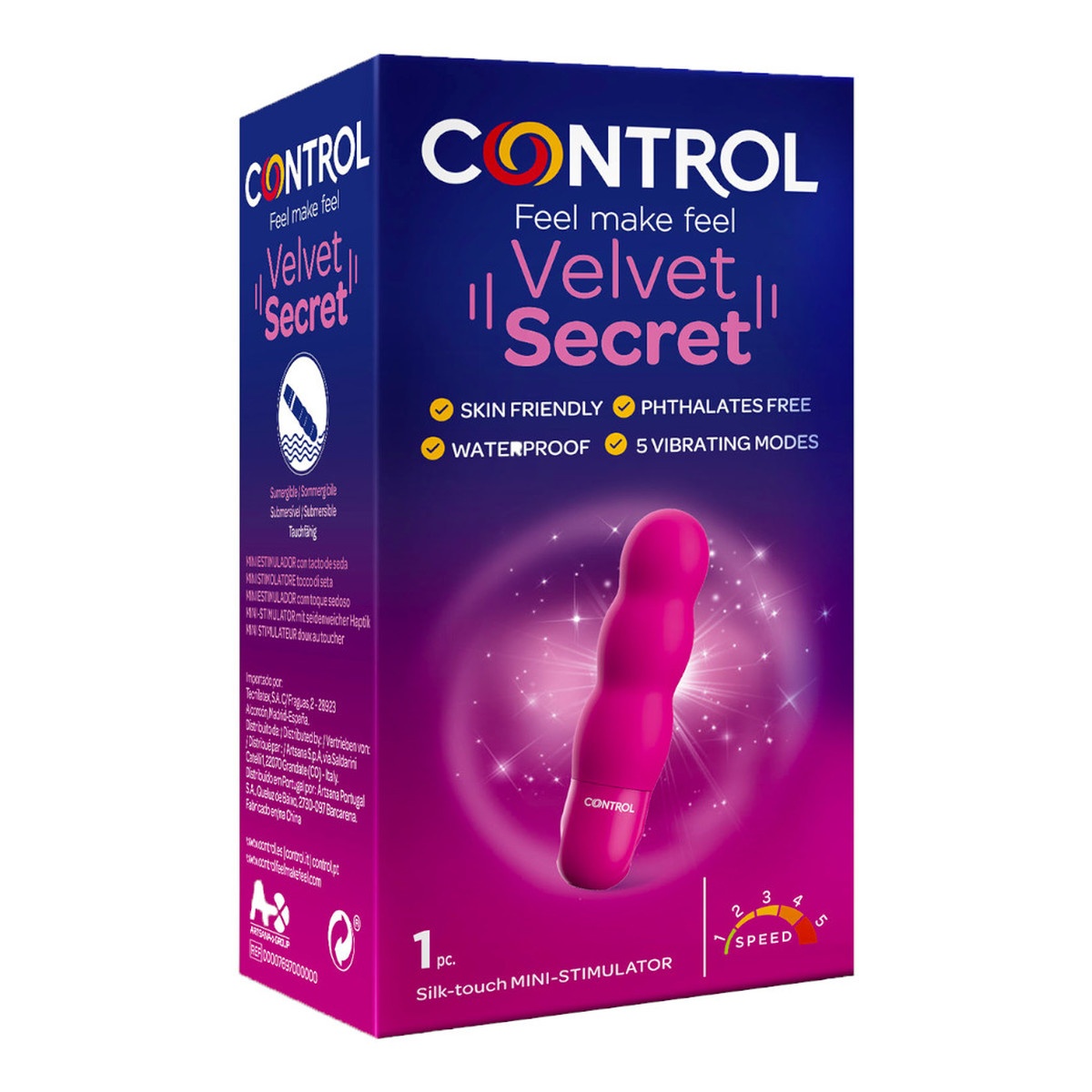 Control Velvet secret ministymulator do stref intymnych o ergonomicznym kształcie