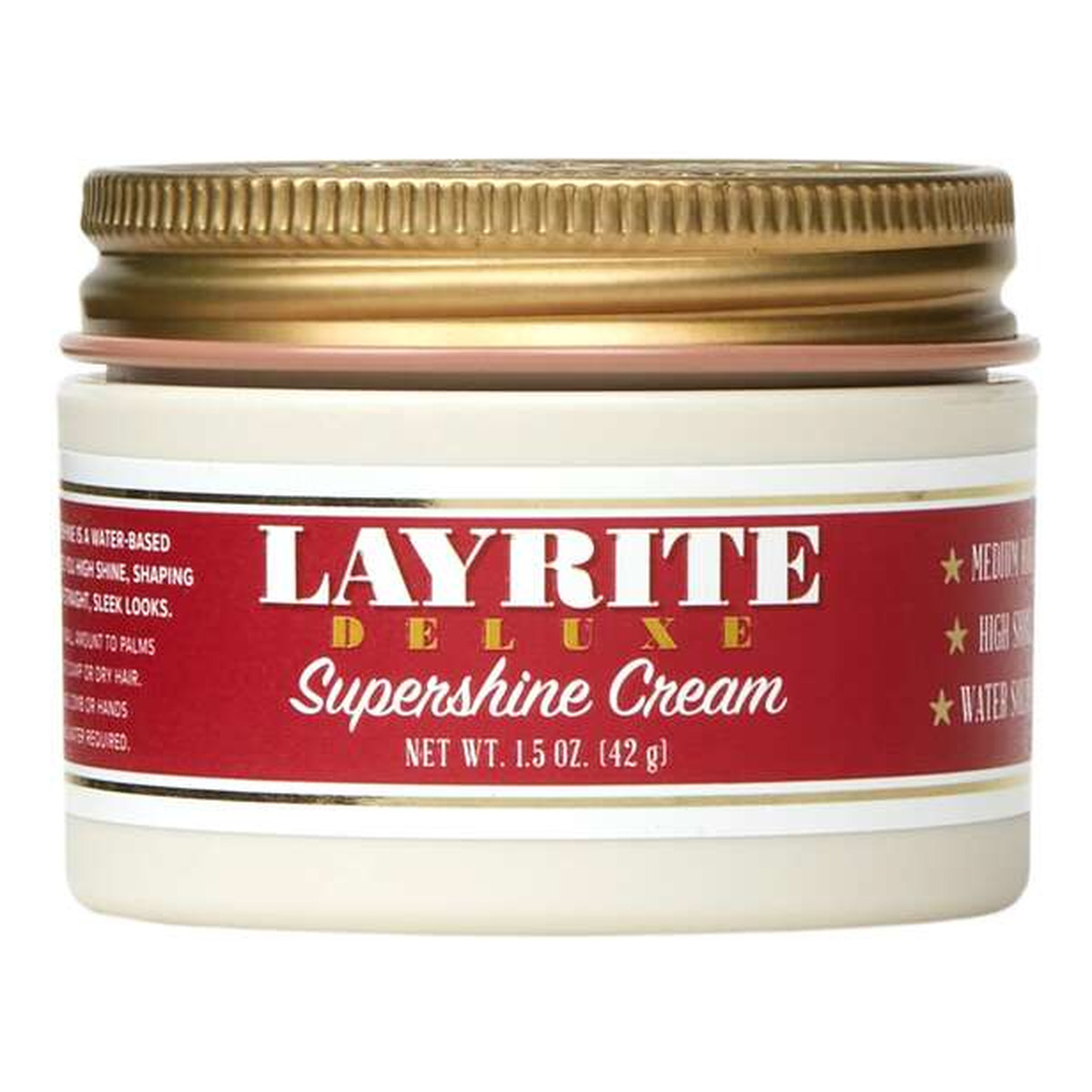 Layrite Krem Supershine Cream o średnio-mocnym utrwaleniu i wysokim połysku do włosów dla mężczyzn 42g