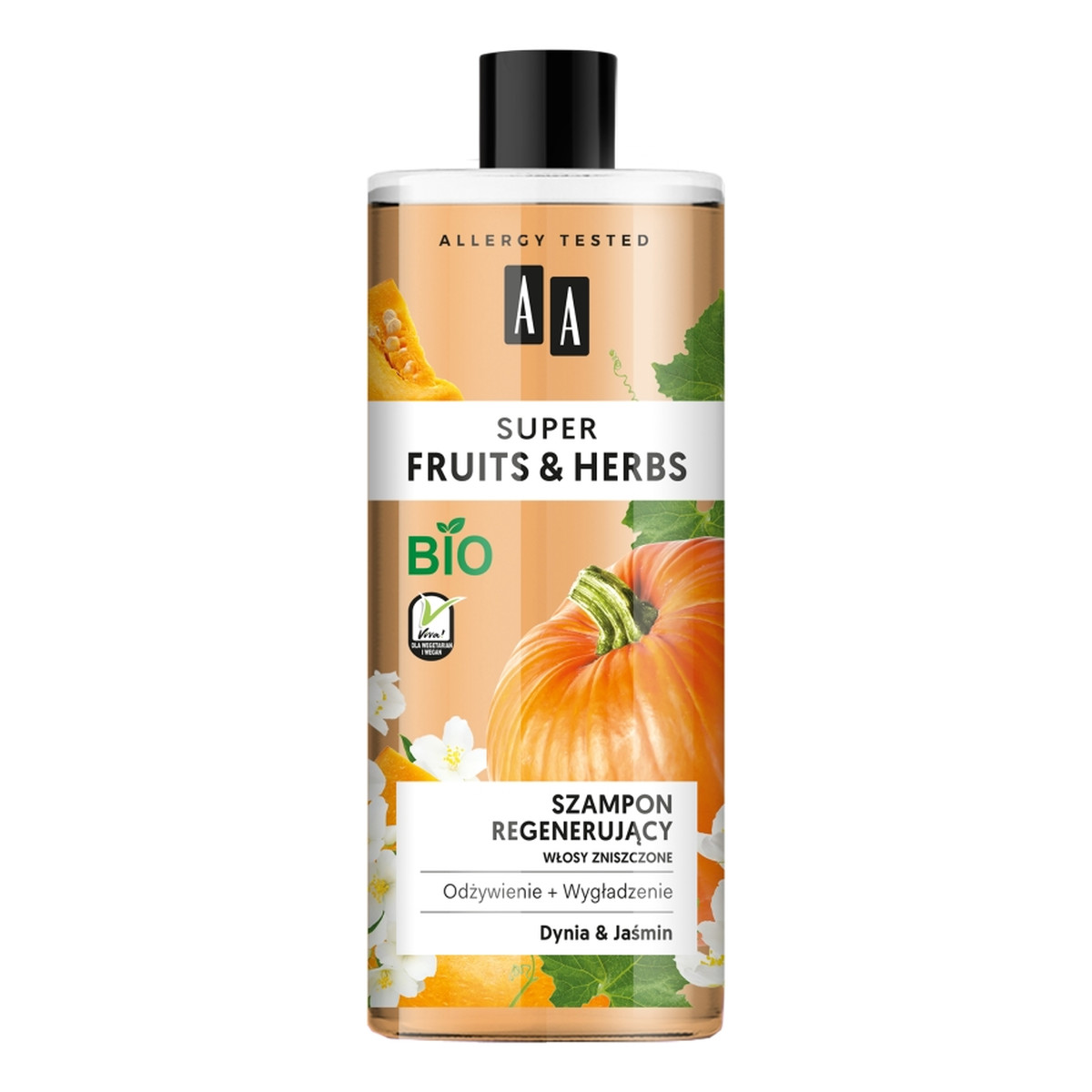 AA Super Fruits & Herbs szampon regenerujący włosy zniszczone Dynia & Jaśmin 500ml