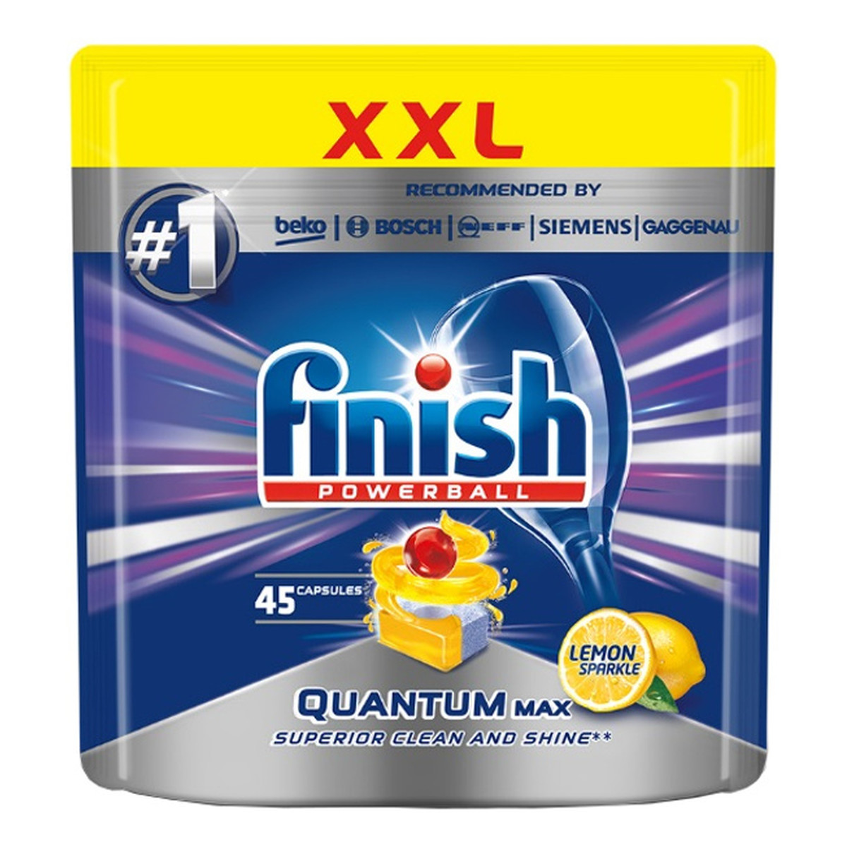 Finish Powerball Quantum Max tabletki do mycia naczyń w zmywarkach Lemon Sparkle 45szt