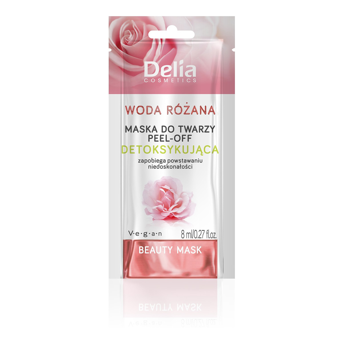 Delia Beauty Maseczka peel-off do twarzy detoksykująca z wodą różaną 8ml