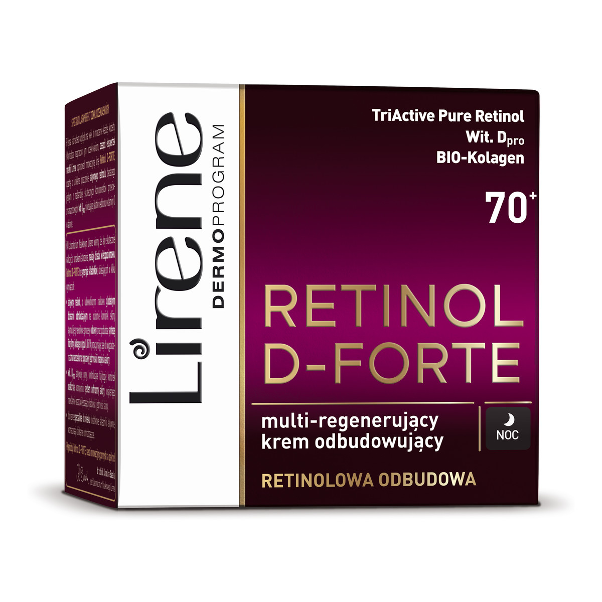 Lirene Retinol D-Forte 70+ Multi-regenerujący krem odbudowujący na noc 50ml
