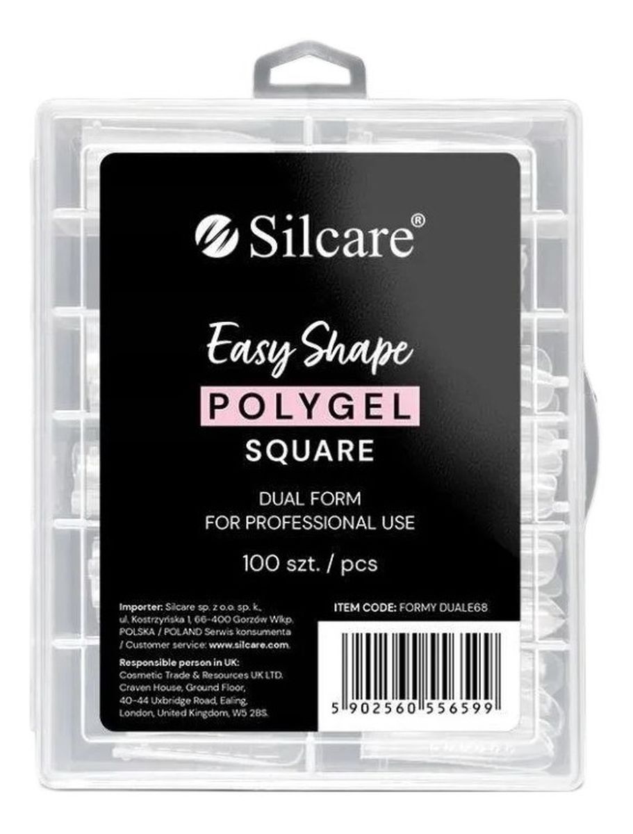 Easy shape polygel formy do akrylożelu clear dual square 100szt.