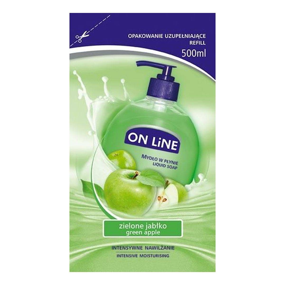 On Line mydło w płynie uzupełnienie zielone Jabłko 500ml