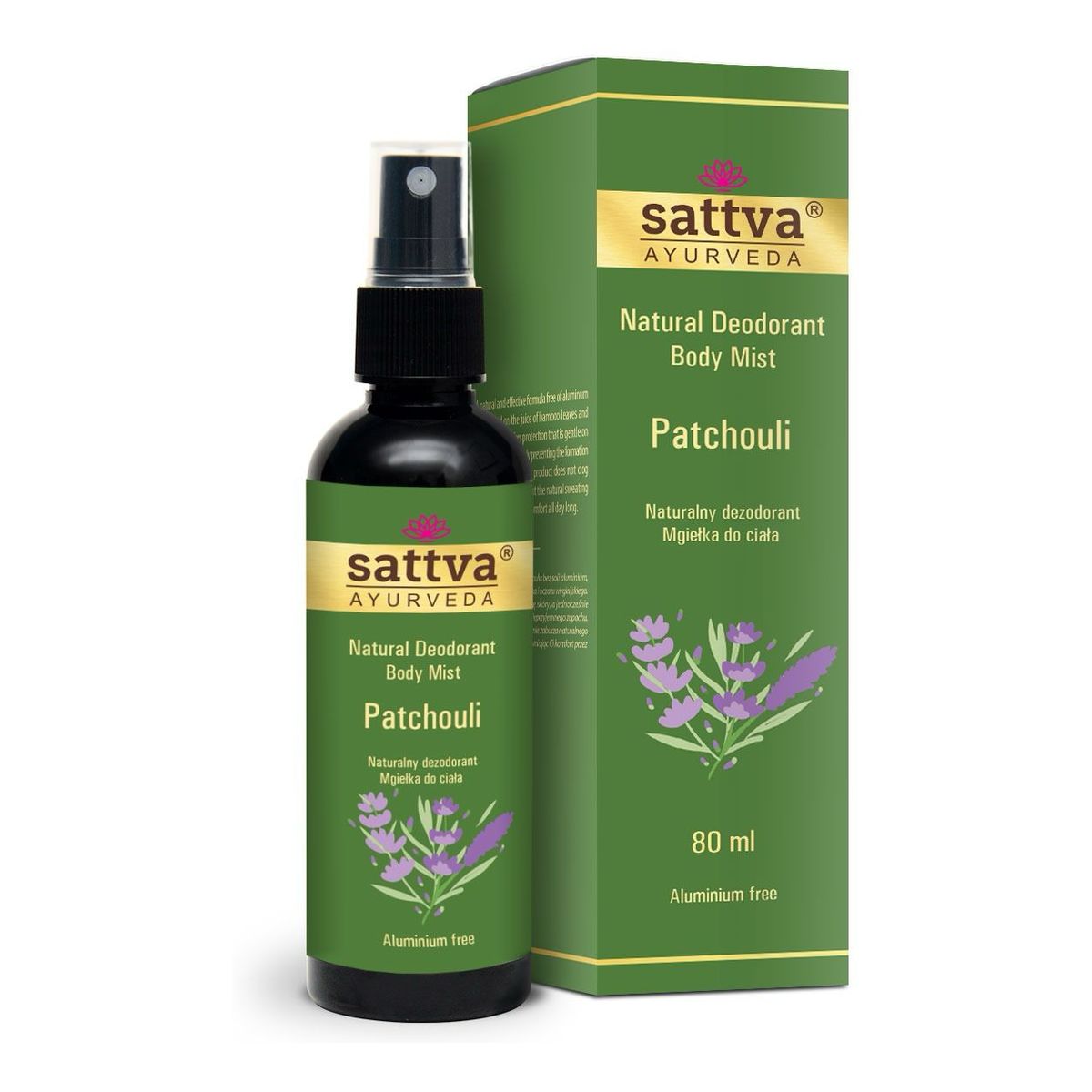 Sattva Natural Deodorant Body Mist naturalny Dezodorant w formie mgiełki do ciała patchouli 80ml