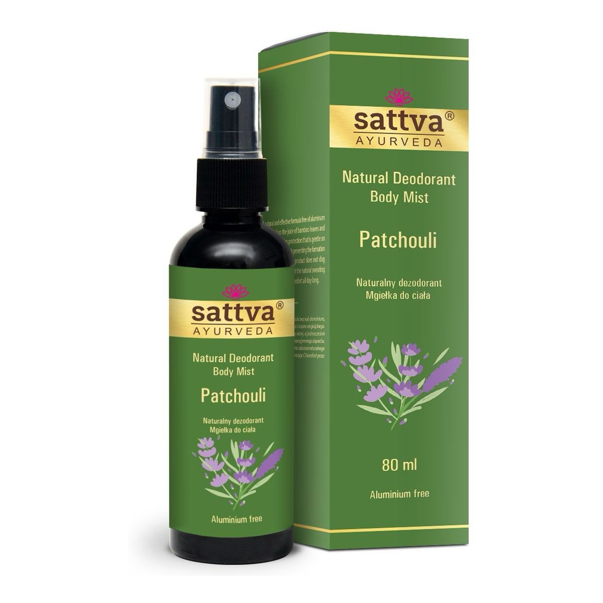 Sattva Natural Deodorant Body Mist naturalny Dezodorant w formie mgiełki do ciała patchouli 80ml