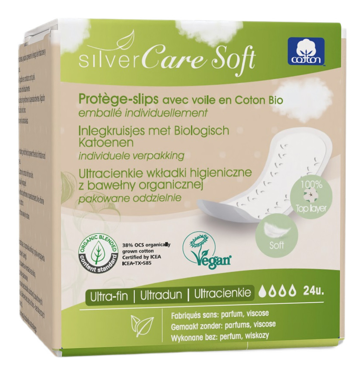 Silvercare soft ultracienkie wkładki higieniczne o anatomicznym kształcie 24szt.