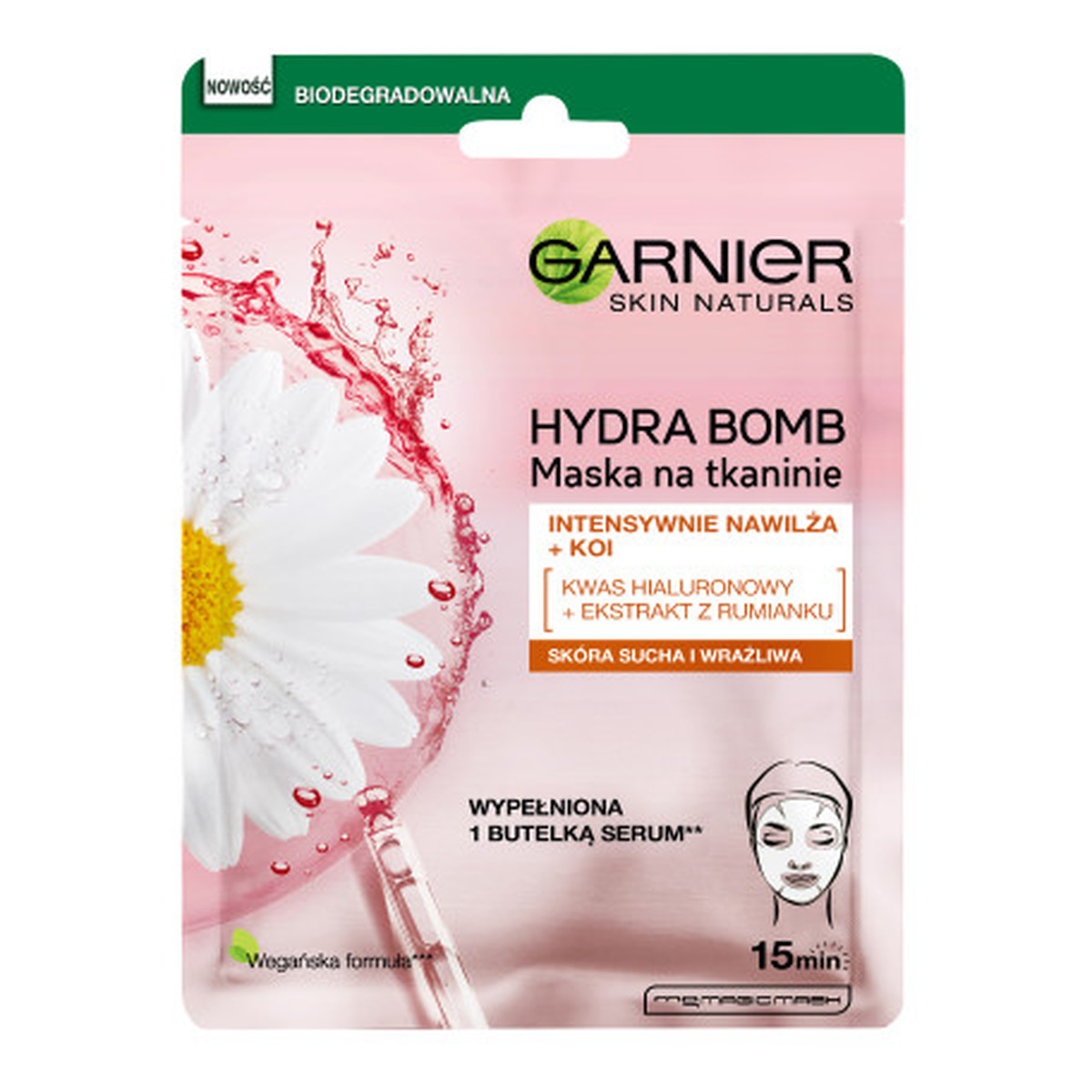 Garnier Hydra Bomb Kojąca maska na tkaninie z ekstraktem z rumianku i kwasem hialuronowym 28g
