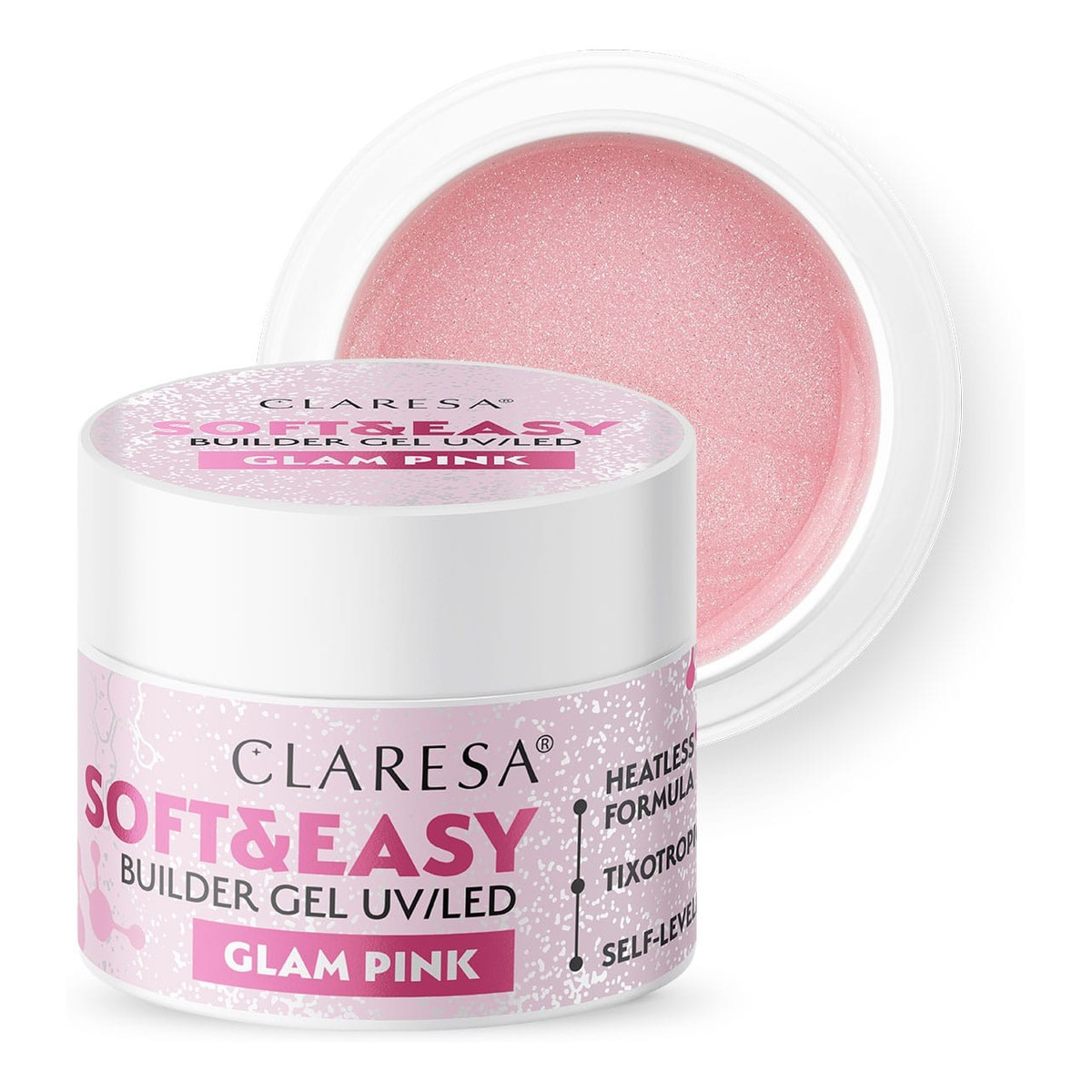 Claresa Żel budujący do paznokci soft&easy builder-glam pink 45g