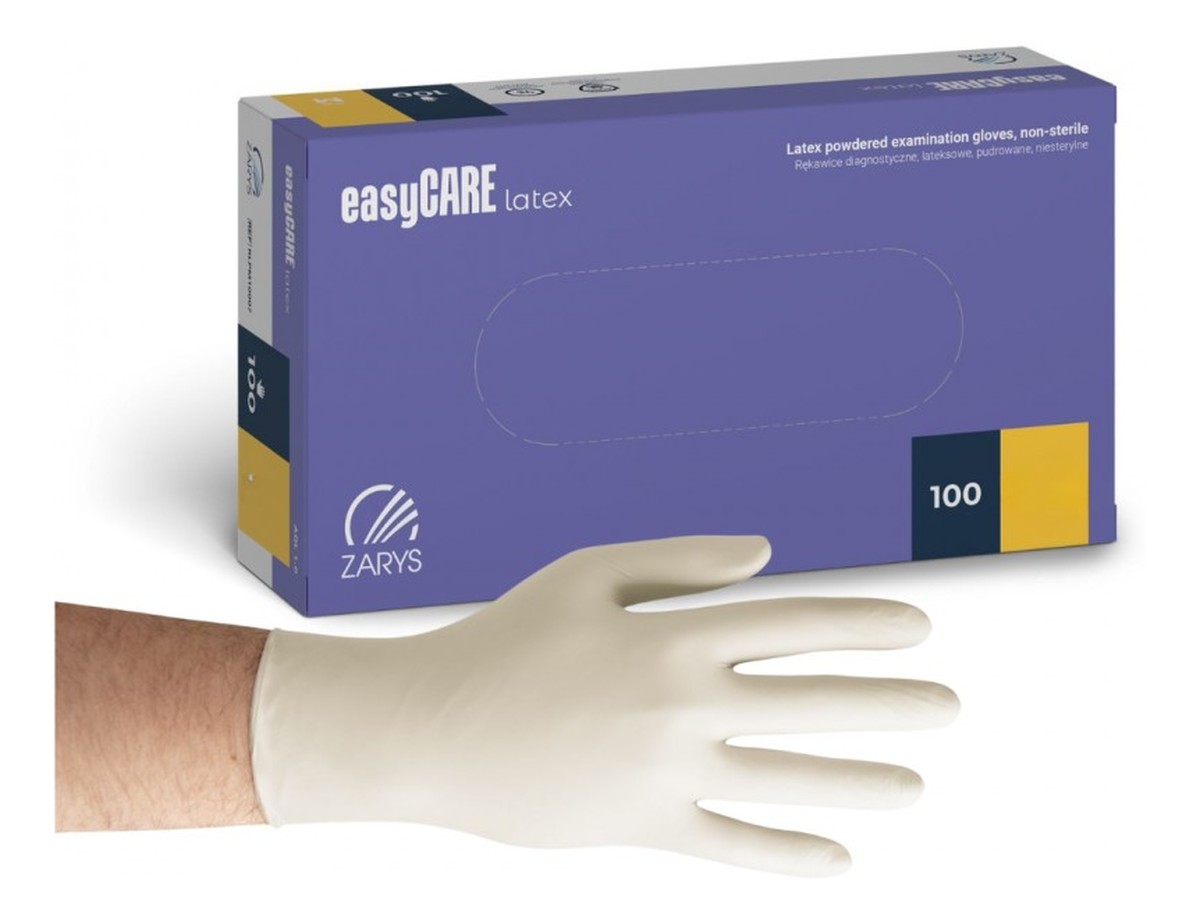 Rękawiczki ochronne easyCARE Latex Pudrowe Białe w rozmiarze L 100szt.