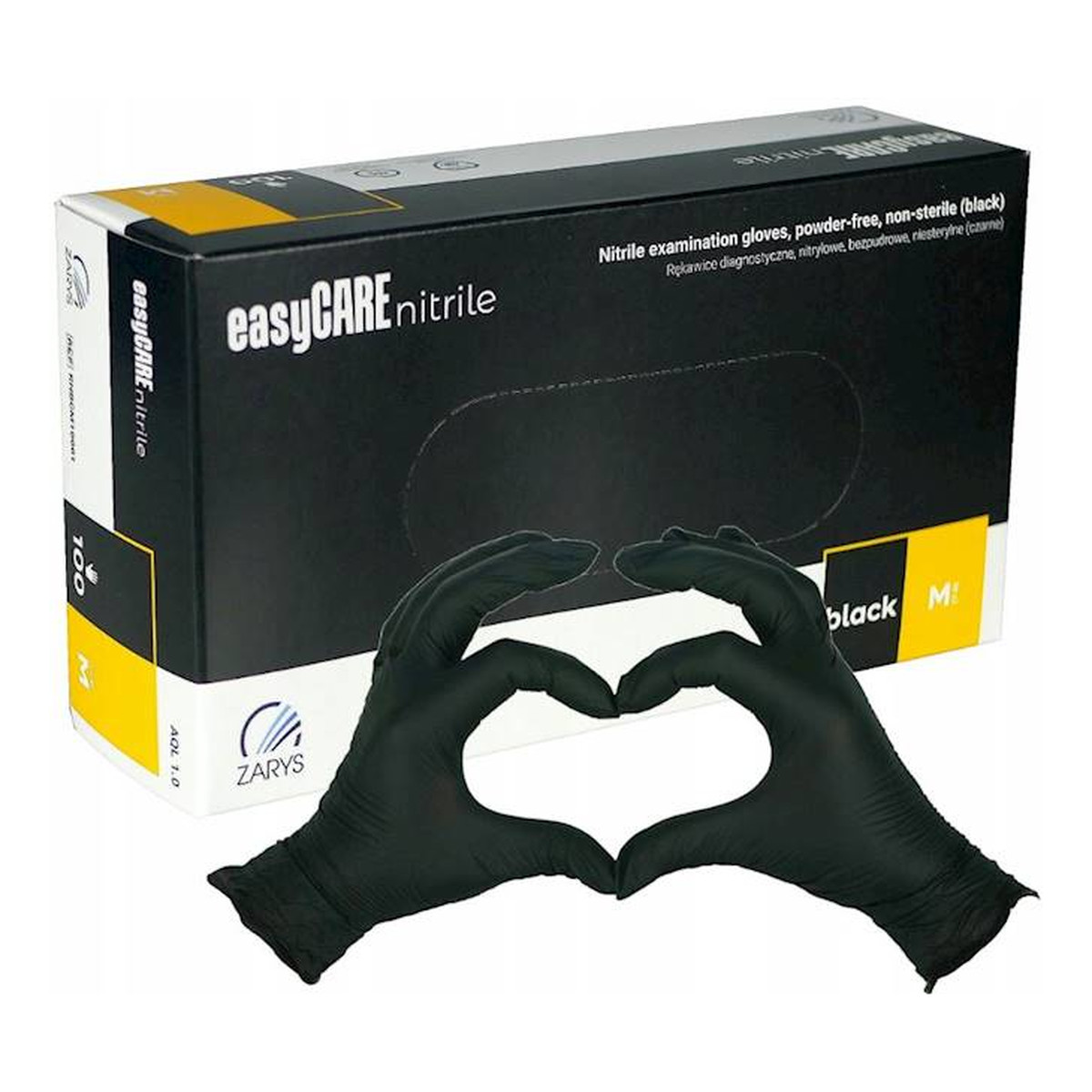 Zarys EasyCare Nitrile Rękawice diagnostyczne Nitrylowe bezpudrowe niesterylne czarne M A100