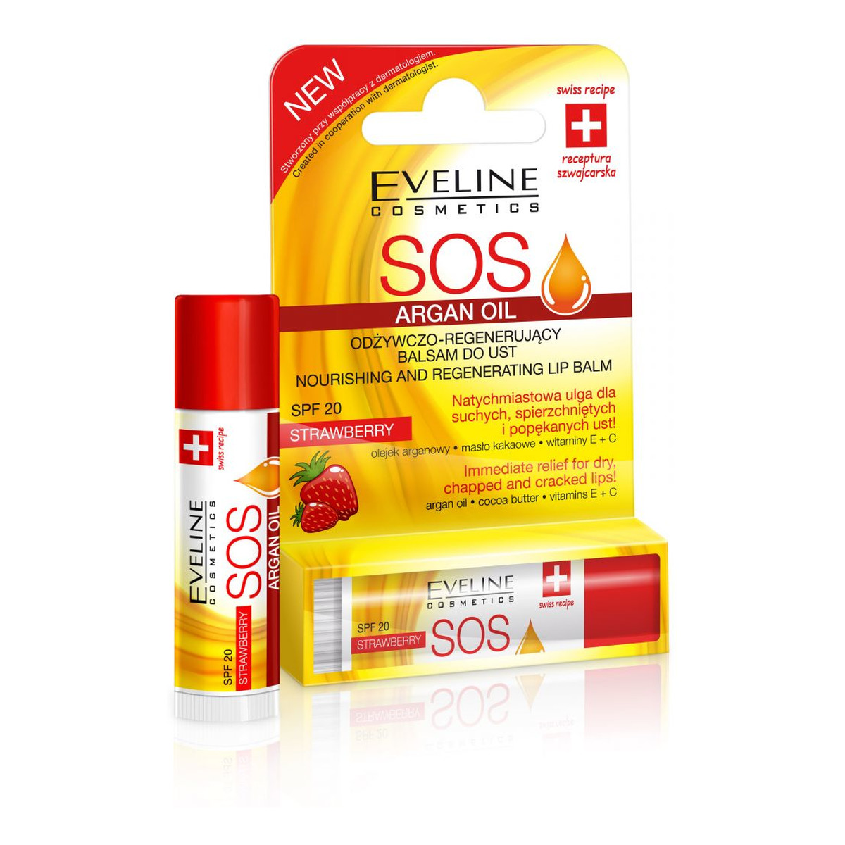 Eveline SOS Argan Oil Odżywczo – Regenerujący Balsam Do Ust Strawberry
