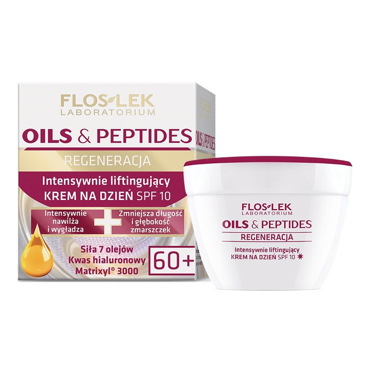 FlosLek Laboratorium Oils&Peptides 60+ Intensywnie Liftingujący Krem Do Twarzy Na Dzień SPF 10 50ml