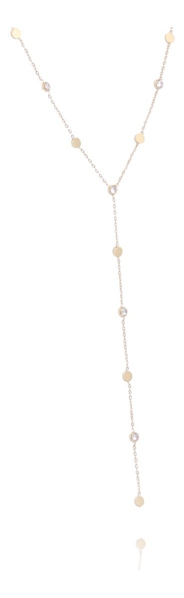 Naszyjnik ze stali szlachetnej - z cyrkoniami i łańcuszkiem