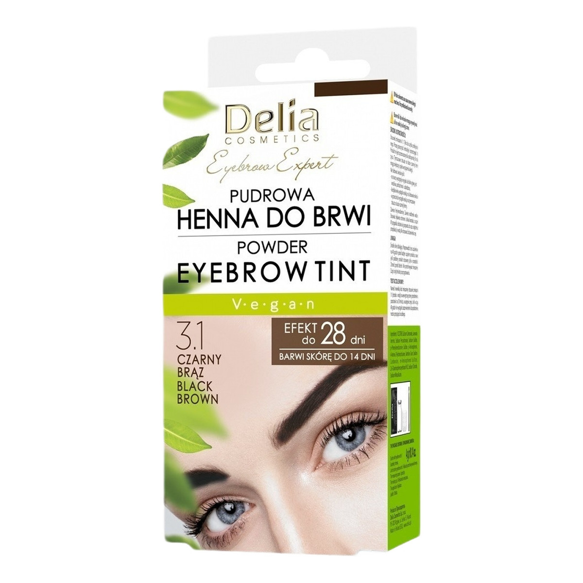 Delia Eyebrow expert pudrowa henna do brwi 3.1 czarny brąz 4g