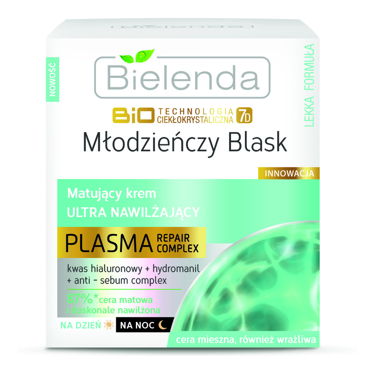 Bielenda BIOtechnologia Ciekłokrystaliczna 7D Młodzieńczy Blask Matujący Krem Ultra Nawilżający Na Dzień i Na Noc 50ml