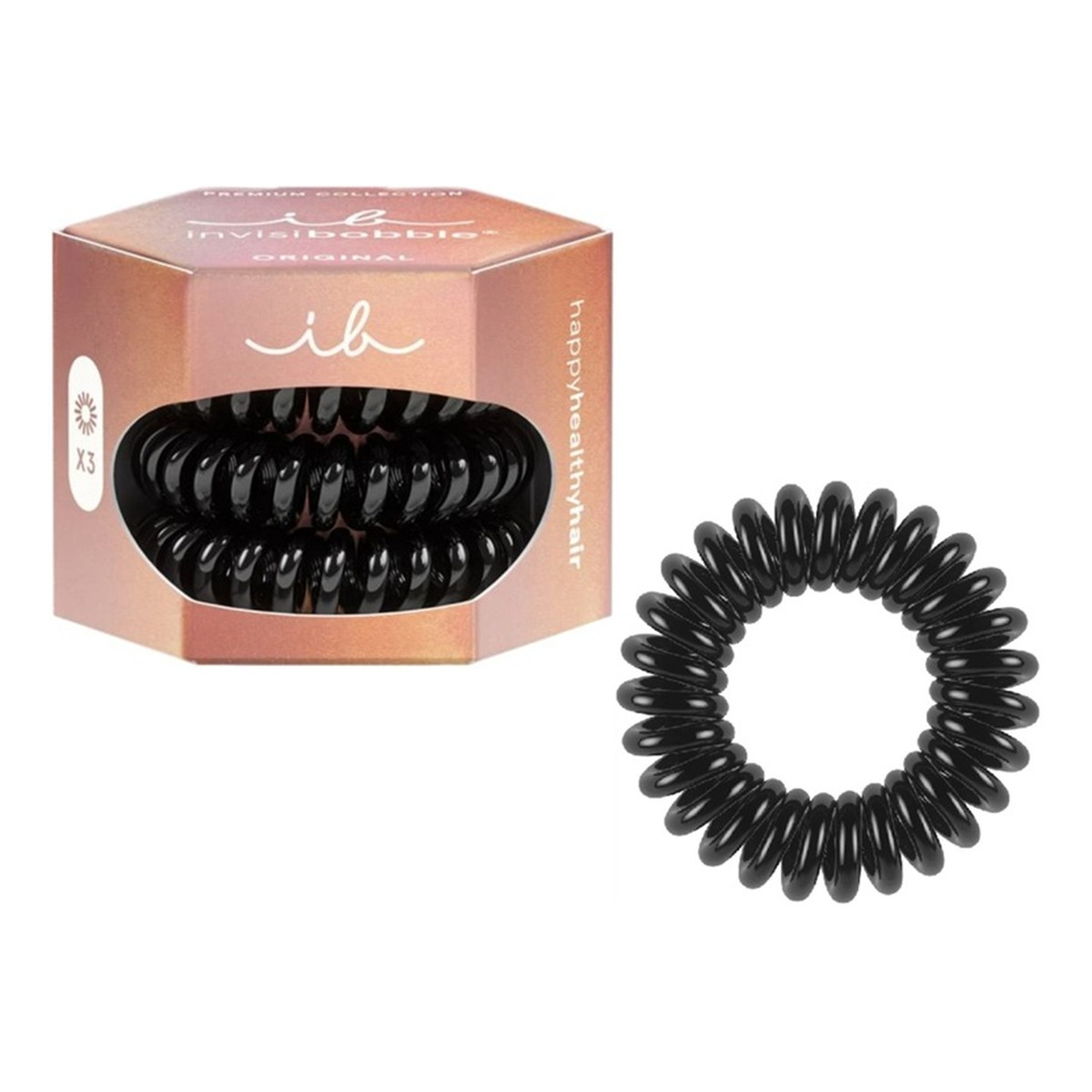 Invisibobble Original Premium gumka do włosów spiralna True Black 3szt.