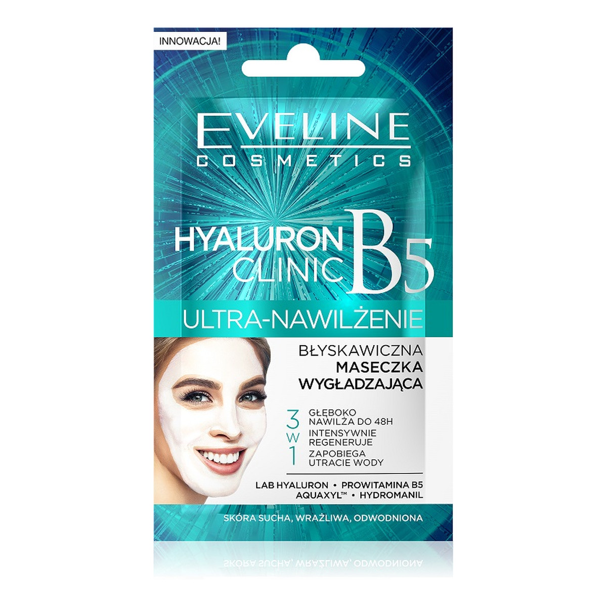 Eveline Hyaluron Clinic Ultra-Nawilżenie maseczka wygładzająca błyskawiczna - saszetka 7ml