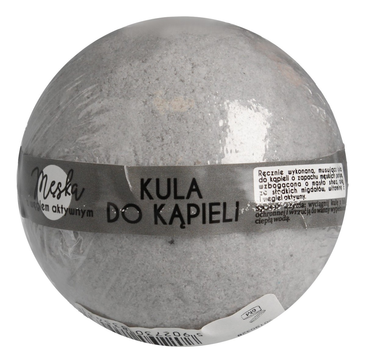 Kula musująca do kąpieli dla mężczyzn z aktywnym węglem - szara