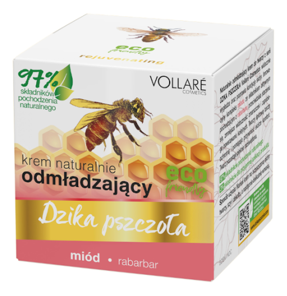 DZIKA PSZCZOŁA KREM NATURALNIE ODMŁADZAJĄCY DO TWARZY - MIÓD, RABARBAR