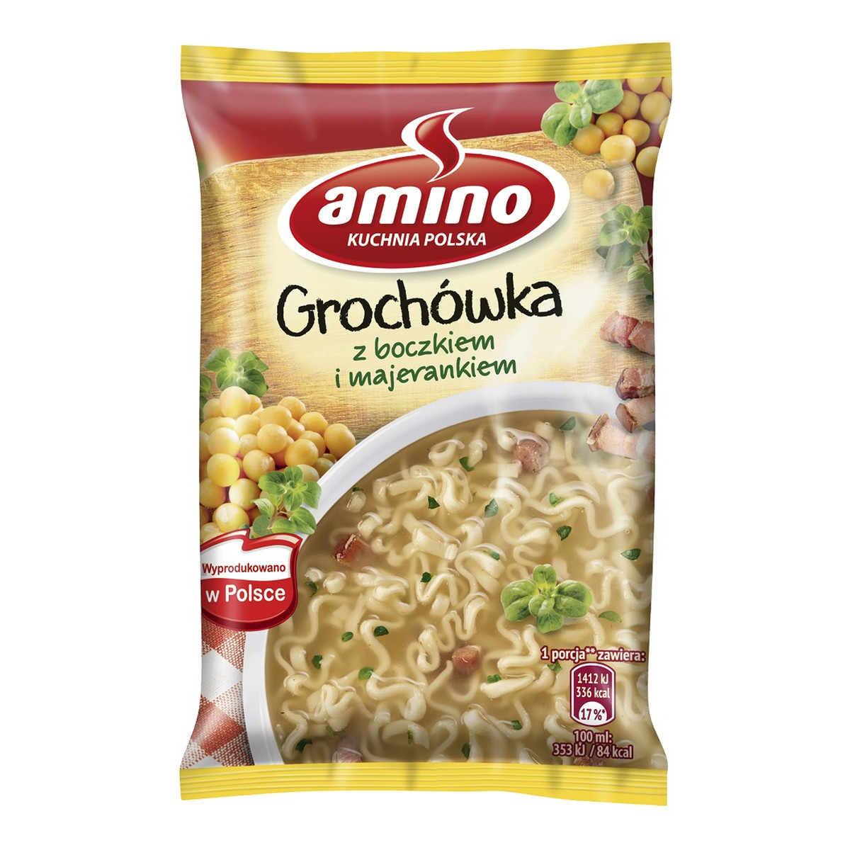 Amino Noodle Split Pea Soup zupa instant Grochówka z boczkiem i majerankiem 65g