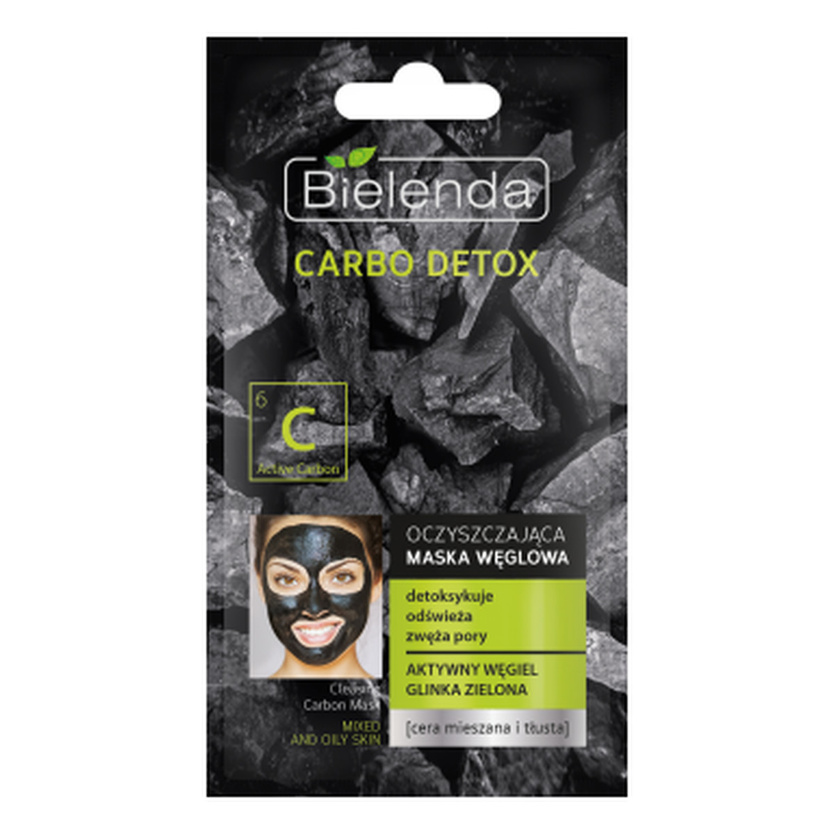Bielenda Carbo Detox Oczyszczająca Maska Węglowa Do Cery Mieszanej i Tłustej 8g
