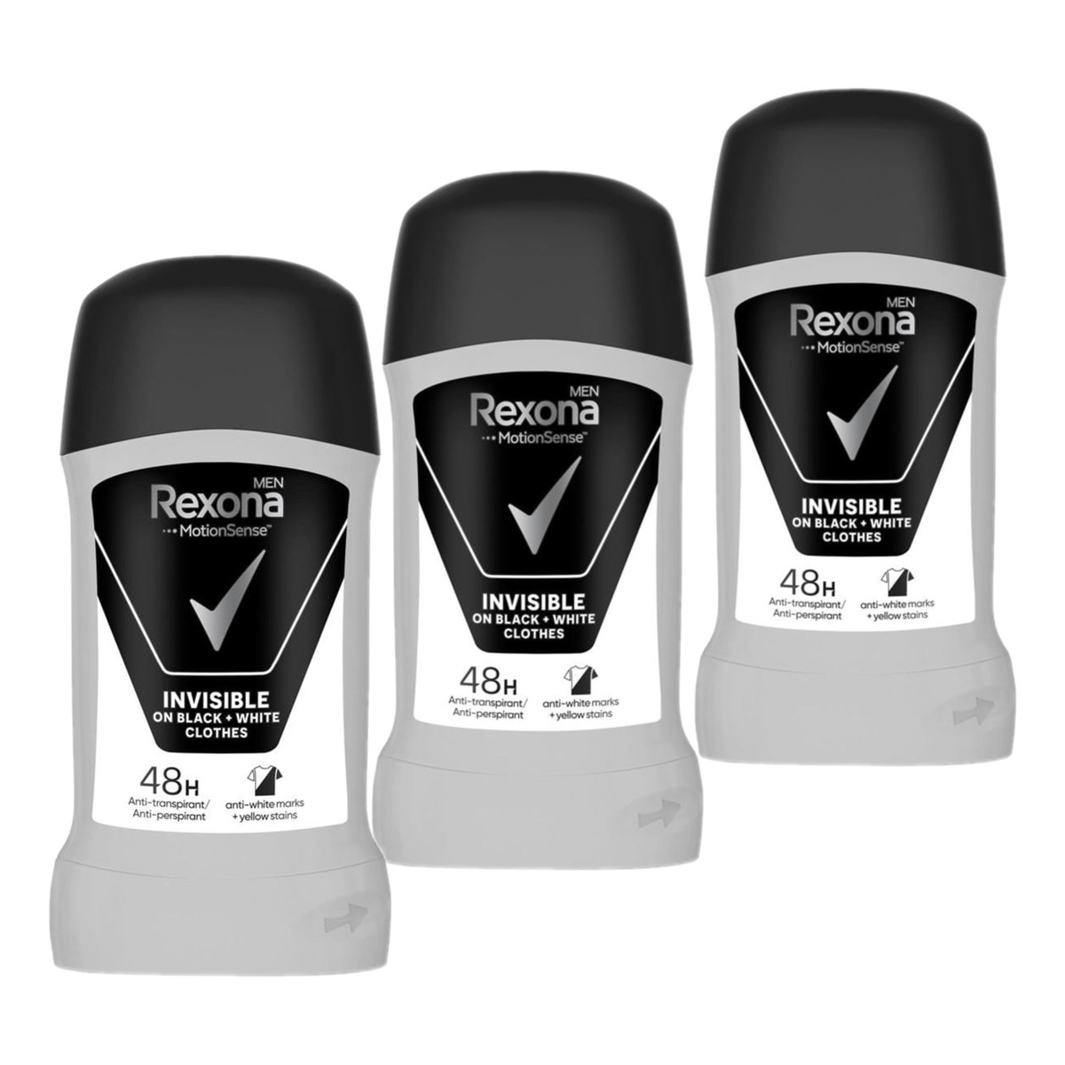 Rexona Invisible on black and white clothes Antyperspirant w sztyfcie dla mężczyzn 3x50ml