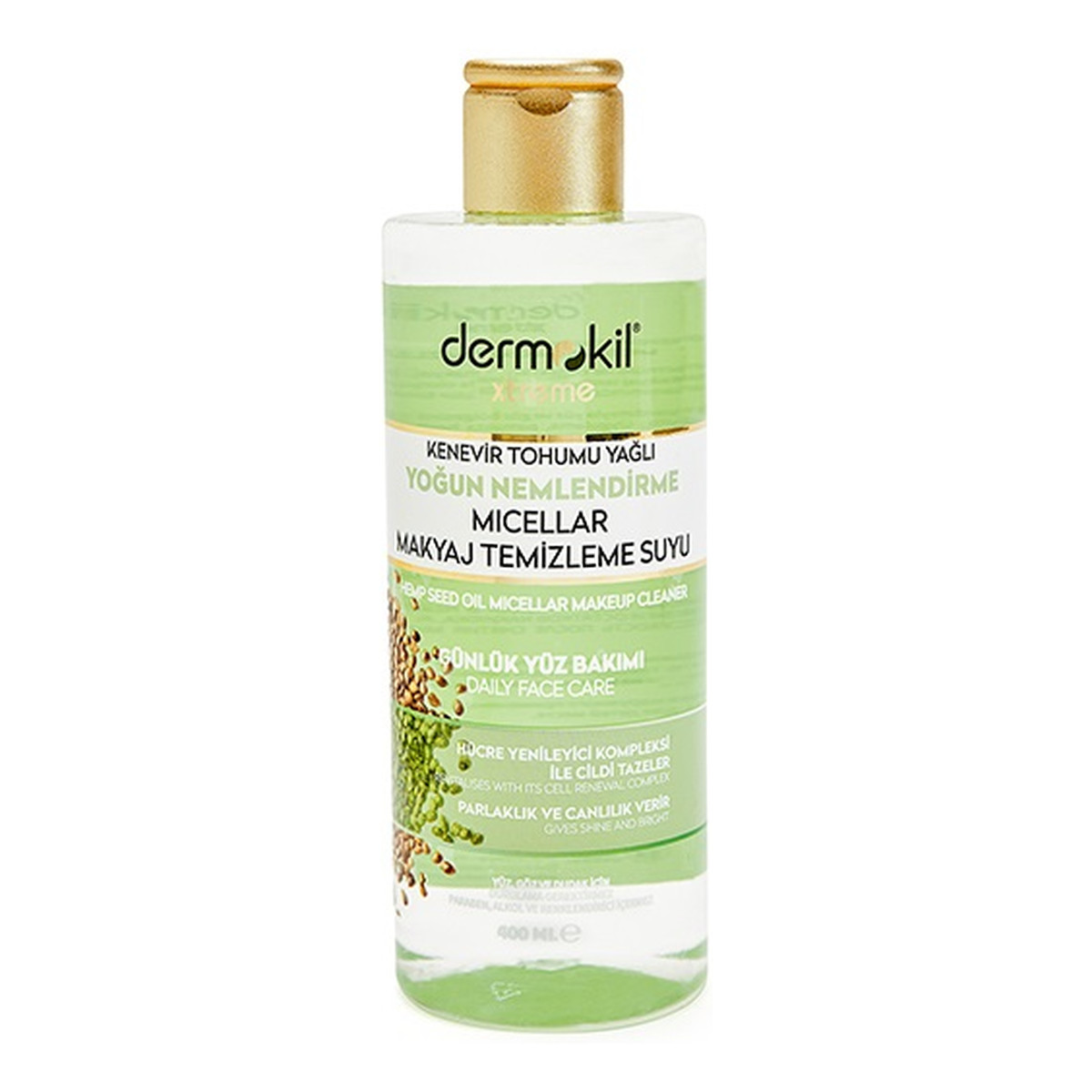 Dermokil Xtreme hemp seed oil intense moisturizing micellar removal water płyn micelarny z olejkiem konopnym 400ml