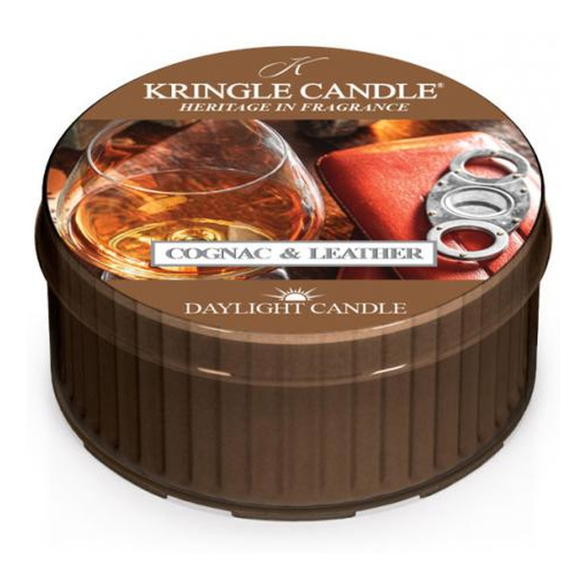 Kringle Candle Daylight świeczka zapachowa cognac & leather 42g