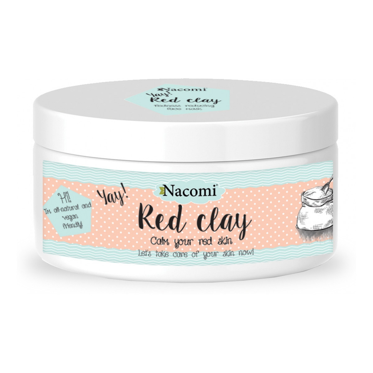 Nacomi Czerwona Glinka Maska Rozjaśniająca Oczyszcza i zapobiega powstawaniu naczynek Do cery naczynkowej i normalnej 100ml