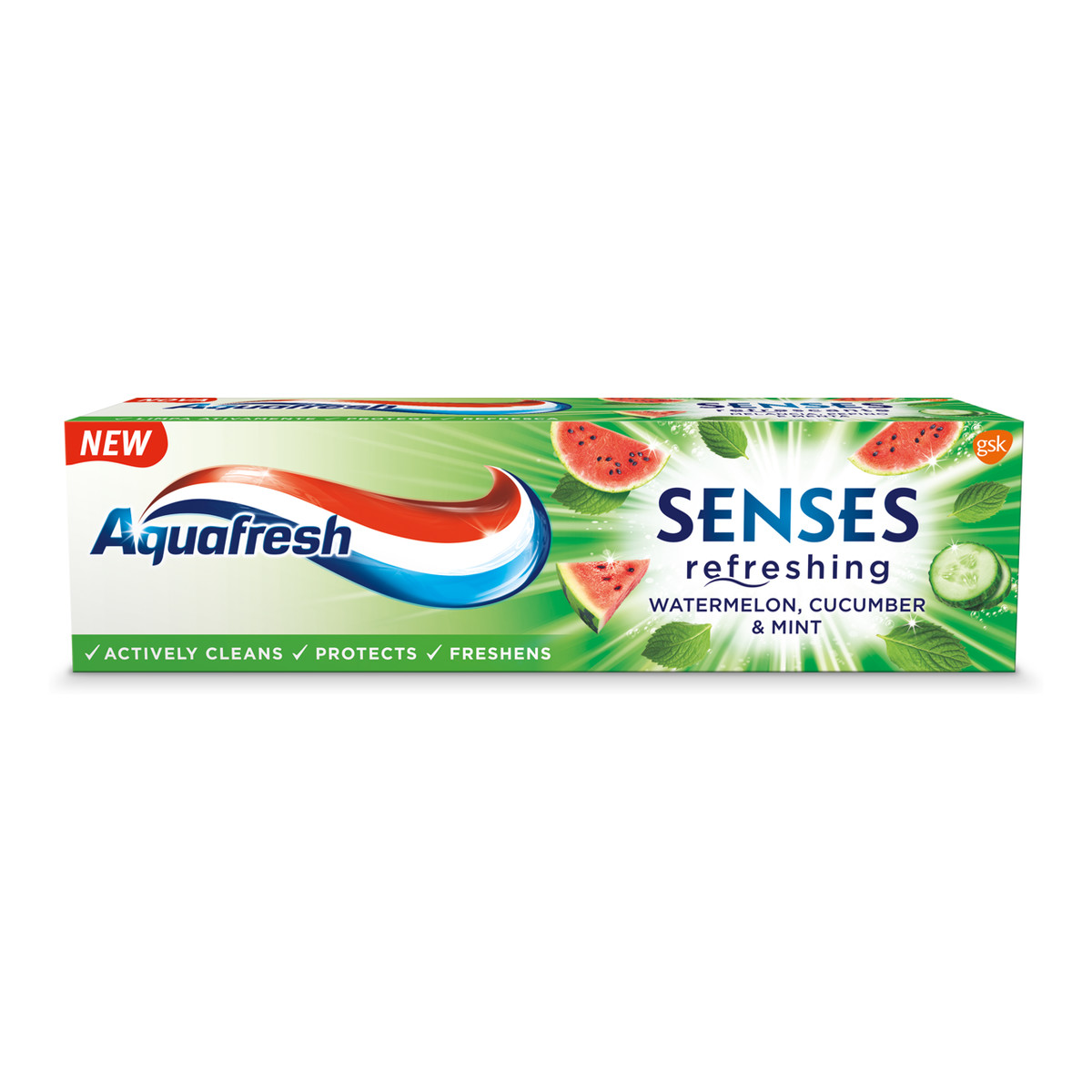 Aquafresh Senses Refreshing Pasta do zębów odświeżająca - Arbuz&Ogórek&Mięta 75ml